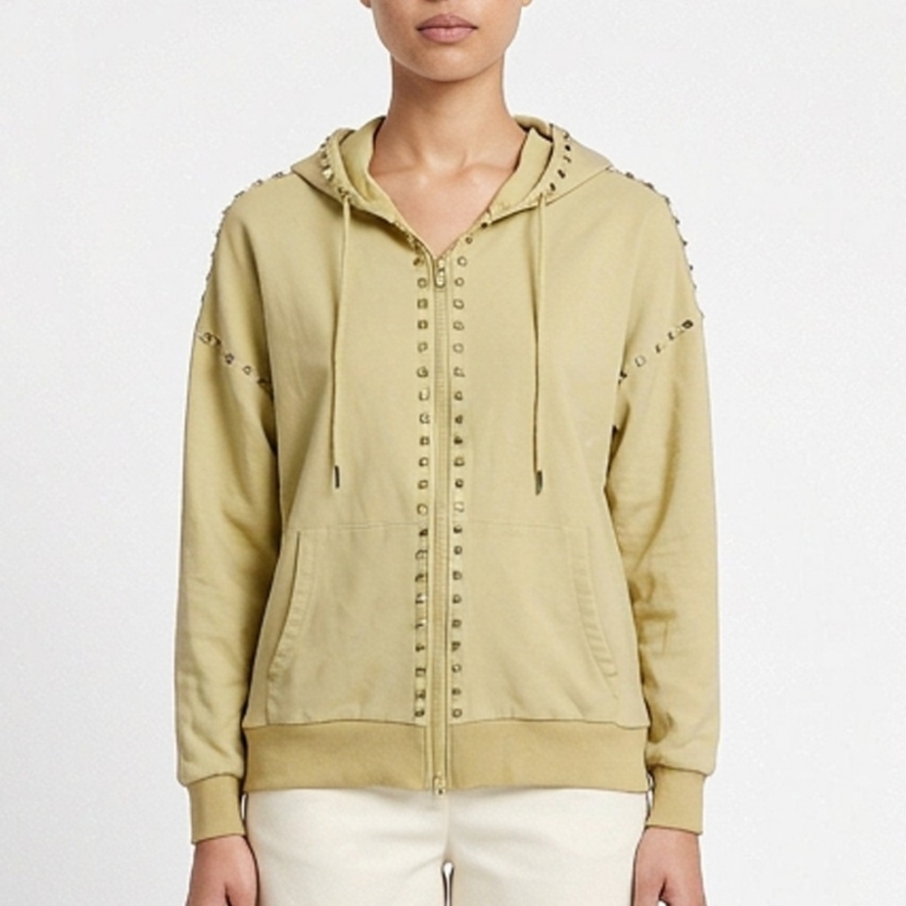 BRIAN Bailey zip-up studded hoodie sweater top